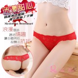 《AIMEI GIAREN》迷漾甜心！情趣薄透寬版緹花蕾絲丁字褲﹝紅﹞