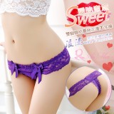 《AIMEI GIAREN》曖昧蜜意！雙蝴蝶結蕾絲花邊T字褲﹝紫﹞