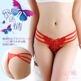 《AIMEI GIAREN》飛揚迷情！大蝴蝶鏤空刺繡鑽飾丁字褲﹝紅﹞