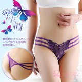 《AIMEI GIAREN》飛揚迷情！大蝴蝶鏤空刺繡鑽飾丁字褲﹝紫﹞