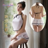 《SHIMEISHA》嫵媚金釵！薄透綁脖網紗肚兜款睡衣﹝白﹞